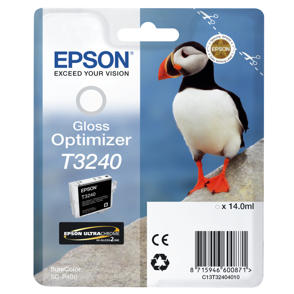 ORIGINAL Epson Cartuccia d'inchiostro Trasparente C13T32404010 T3240 ~3350 Seiten 14ml Gloss Optimizer