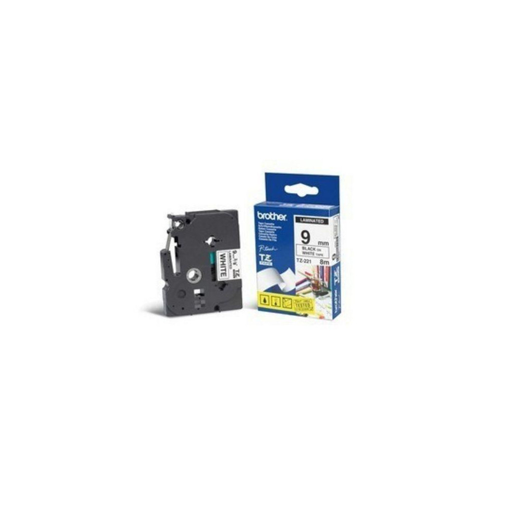 NASTRO BROTHER Tze-221 9mm Nero/Bianco PT-H75 PT-1080BTS