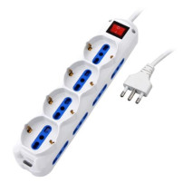 MULTIPRESA ATLANTIS P011-SL2514-W 12 Posti 4 Schuko 8 ITA/EU Interruttore Spina 16A Bianca