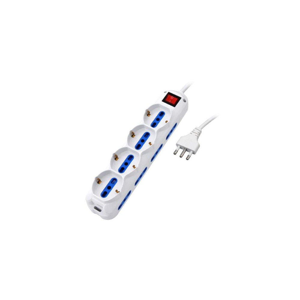 MULTIPRESA ATLANTIS P011-SL2514-W 12 Posti 4 Schuko 8 ITA/EU Interruttore Spina 16A Bianca