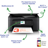 MULTIFUNZIONE EPSON Expression Home XP-4200 A4 4INK 33/15 PPM 100FF DUPLEX DISPLAY LCD USB2.0 WiFi Direct Epson Connect
