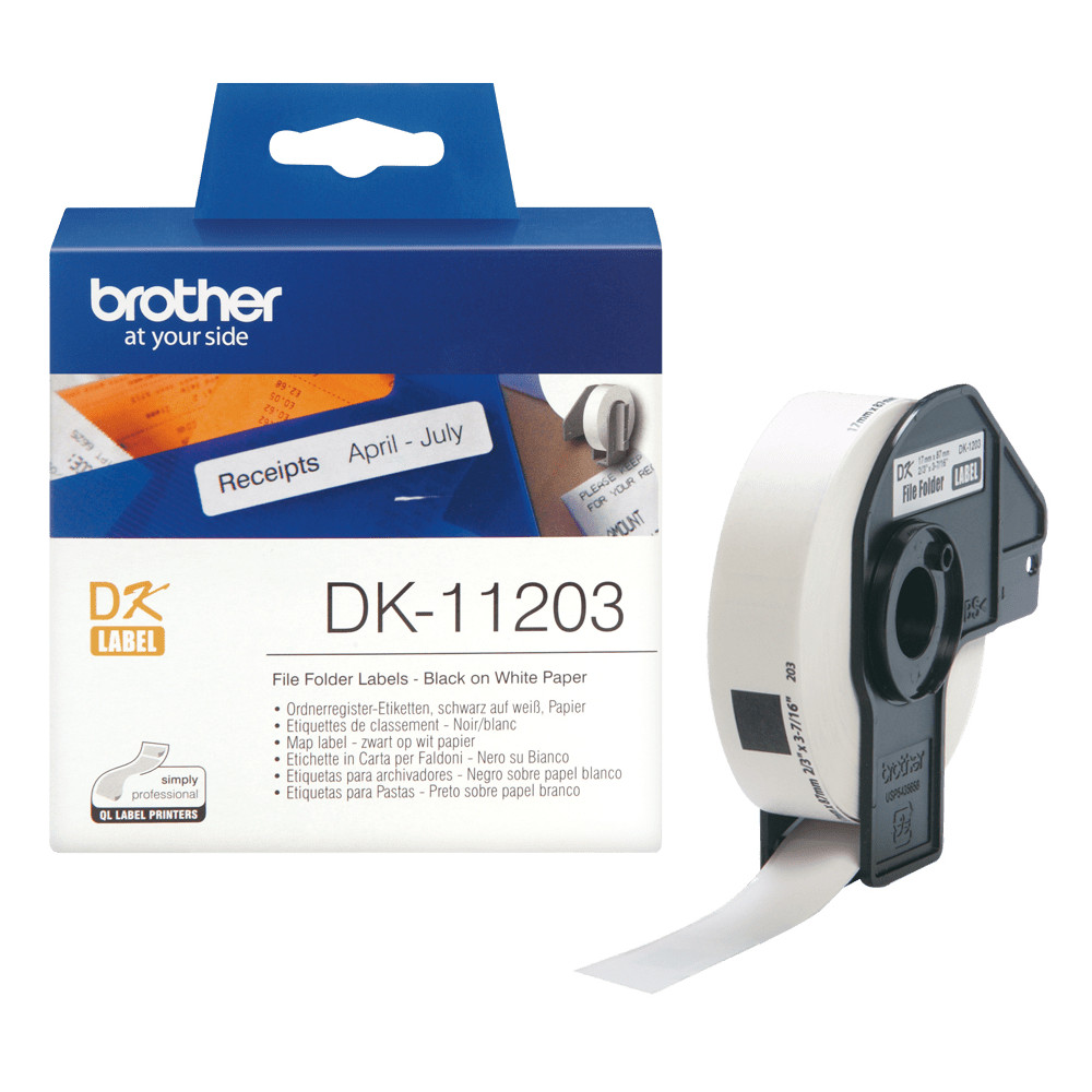 ETICHETTE BROTHER DK-11203 CONF.300PZ ADESIVE 17x87mm X QL-500 QL-550 QL-560 QL-570 QL-700 QL-710W QL-800 QL-810W