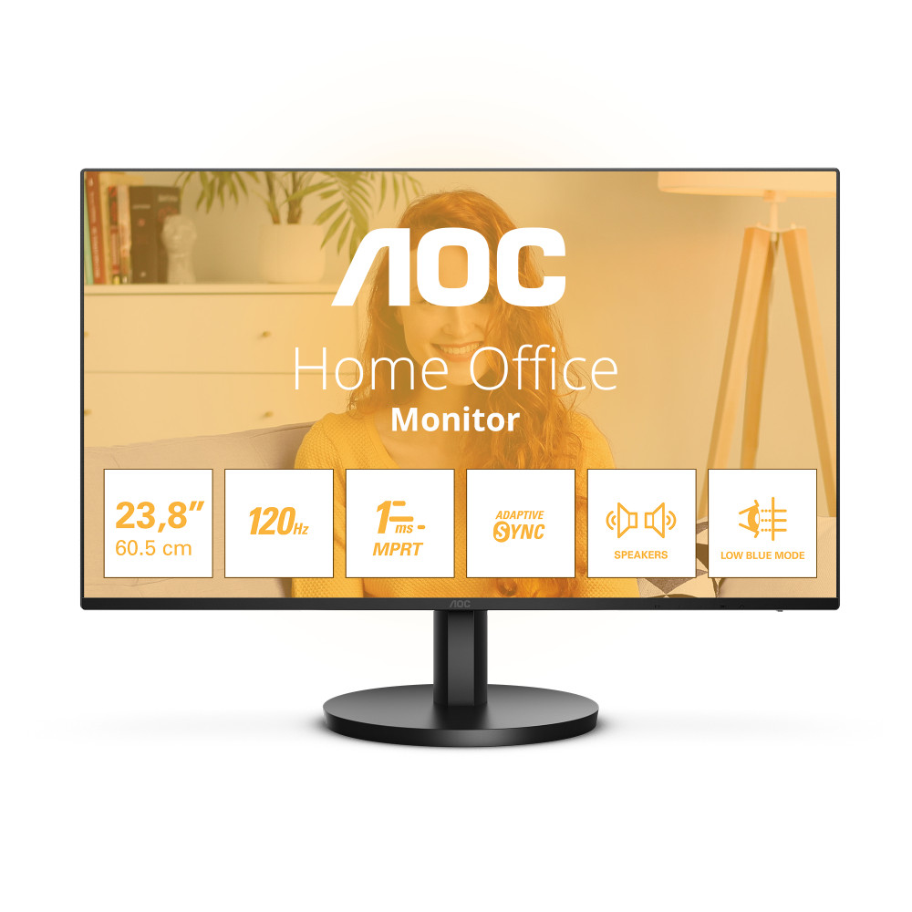 MONITOR AOC LED 23.8'' Wide 24B3QA2 IPS 1920x1080 120HZ 4ms 300cd/mq 1.500:1 2x2W MM VGA HDMI DP
