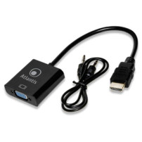 ADATTATORE ATLANTIS HDMI TO VGA, M/F con audio analogico (mini jack 3,5mm) 0,20MT, NERO, A04-HDMI_VGA