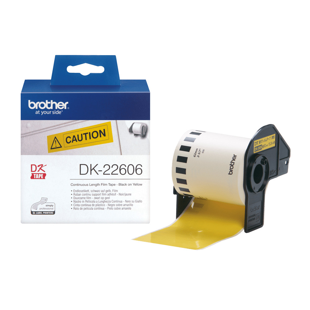 NASTRO BROTHER DK-22606 ADESIVO Nero/Giallo 62mm x 15.24m X QL-500 QL-550 QL-560VP