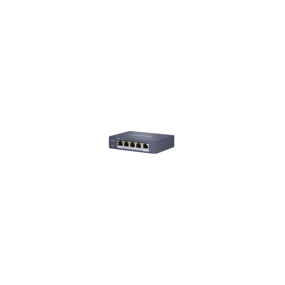 SWITCH HIKVISION L2, Unmanaged, 4 Gigabit RJ45 PoE ports, 1 Gigabit RJ45 uplink port, 802.3af/at/bt, port 1 support Hi-PoE 60w