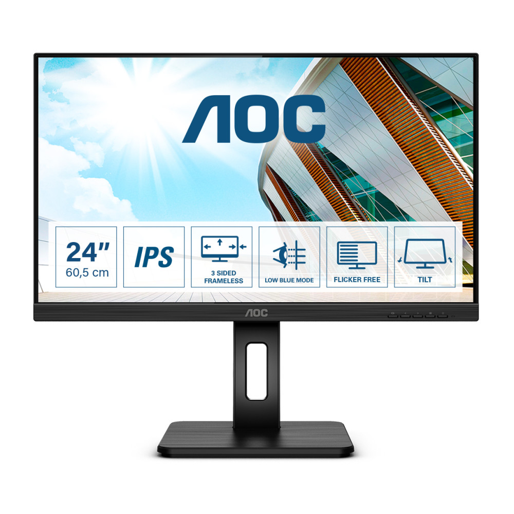 MONITOR AOC LED 23.8" Wide Q24P2Q IPS 2560x1440 4ms 250cd/mq 50.000.000:1 2x2W MM Reg. in H PIVOT VGA HDMI DP USB