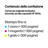 ORIGINAL HP Cartuccia d'inchiostro differenti colori CH564EE 301 XL ~330 Seiten 6ml