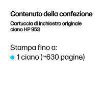 ORIGINAL HP Cartuccia d'inchiostro ciano F6U12AE 953 ~630 Seiten