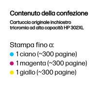 ORIGINAL HP Cartuccia d'inchiostro differenti colori F6U67AE 302 XL ~300 Seiten