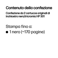 ORIGINAL HP Multipack nero / differenti colori N9J72AE 301 ~320 Seiten 2x inchiostro HP 301: 1x CH561EE + 1x CH562EE