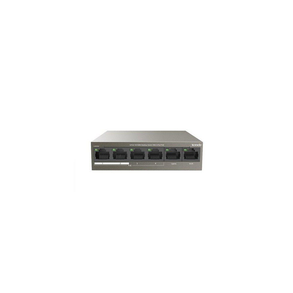 SWITCH TENDA TEF1106P-4-63W 6P LAN DESKTOP 4P FE(PoE)+2P FE(Data+NVR)
