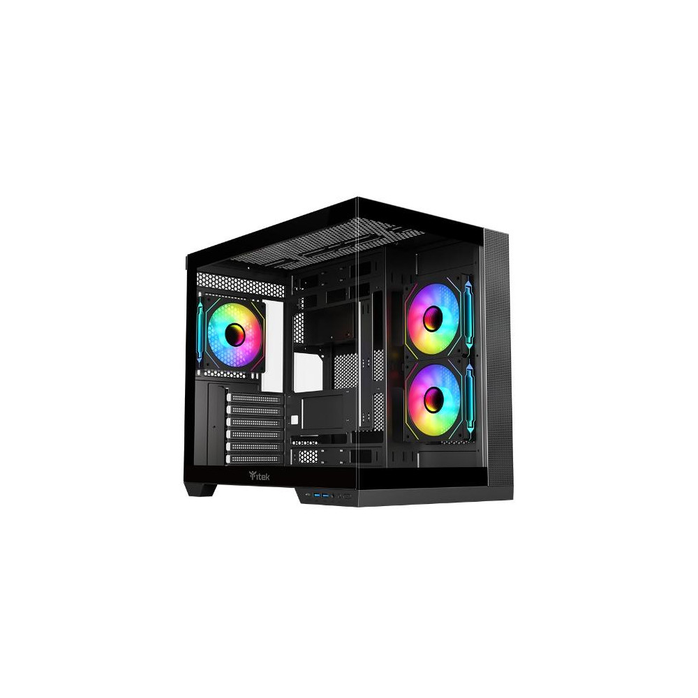 CASE ITEK CAVE DS GAMING TOWER, ATX, 3x12cm ARGB fan, 2xUSB3, TYPE-C,SYDE & FRONT PANEL TEMP GLASS - ITGCADCDSB