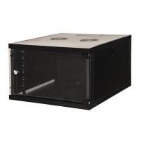 ARMADIO RACK 19 6 UNITA' DA MURO (A)350X (L)540 X PROFONDITA' 600 MM. COLORE NERO PORTA VETRO - LK1907U66N