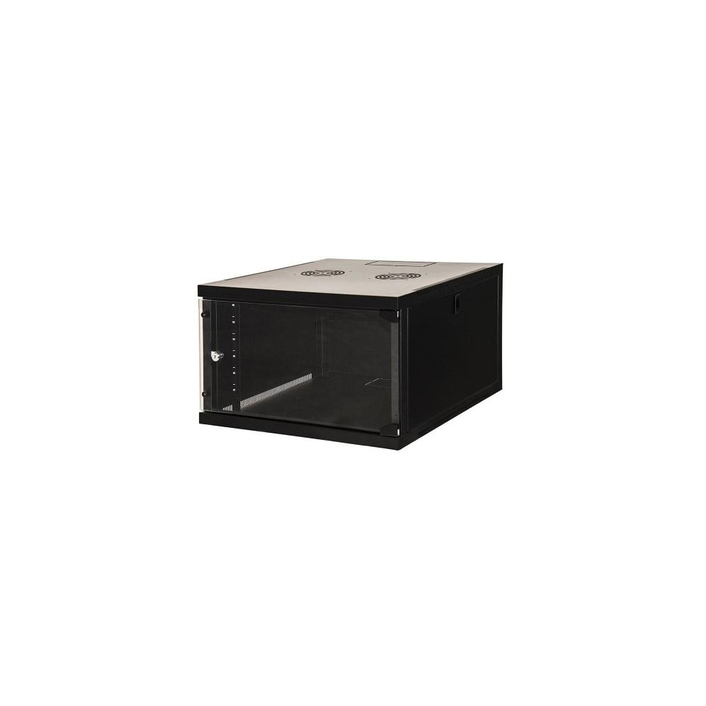 ARMADIO RACK 19 6 UNITA' DA MURO (A)350X (L)540 X PROFONDITA' 600 MM. COLORE NERO PORTA VETRO - LK1907U66N
