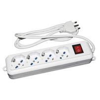 MULTIPRESA LINK 4 PRESE UNIVERSALI ITA/SCHUKO 10/16 A - SPINA 16 A CON INTERRUTTORE LKMP04