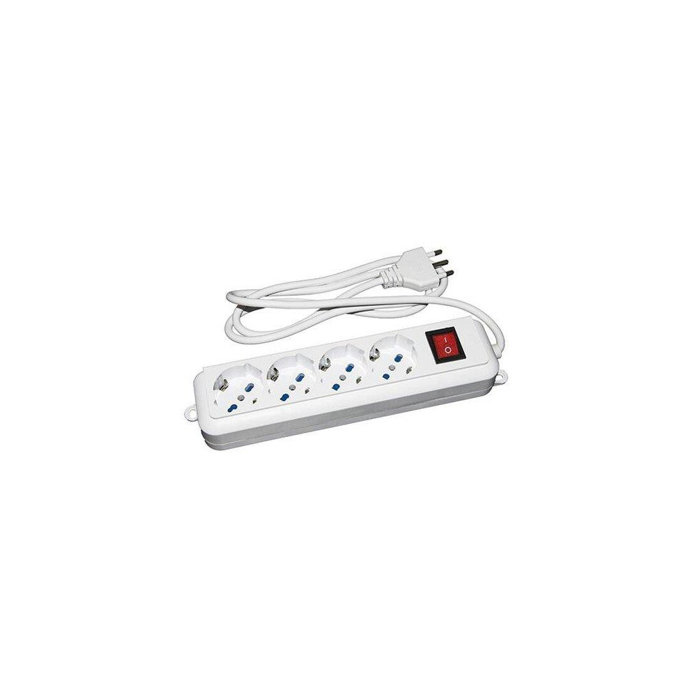 MULTIPRESA LINK 4 PRESE UNIVERSALI ITA/SCHUKO 10/16 A - SPINA 16 A CON INTERRUTTORE LKMP04
