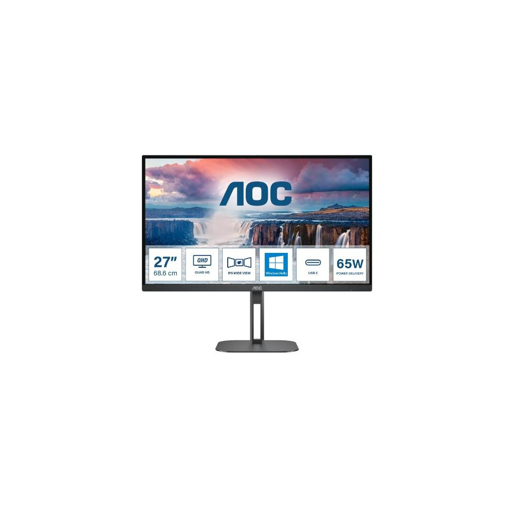 MONITOR AOC LED 27" Wide Q27V5N/BK VA 2560x1440 4ms 300cd/mq 20.000.000:1 2x3W MM Reg.H PIVOT 2HDMI 2DP