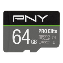 SD-MICRO PNY 64GB PRO Elite Class 10 / UHS-I  U3, A1, V30, READ:100MB/WRITE:90 MB/S (4K-FHD) SDU64GV31100PRO-GE P-SDU64GV31100PR