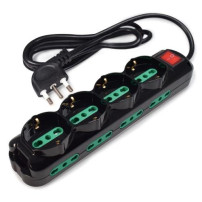 MULTIPRESA TECNOWARE 12POSTI Salvaspazio: 4POSTI Schuko/Italia bipasso 10/16A+8POSTI TIPO Italia 10/16A+interruttore  FMP12IIG