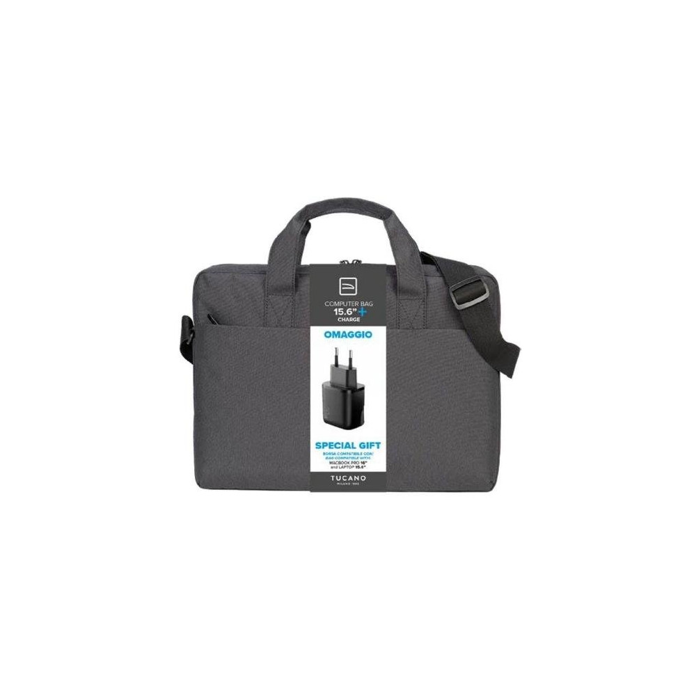 TUCANO TLINE BUNDLE BORSA 15.6" NERO + CHARGER - BU-TL-BSBTK15-AC-BK BU-TL-BSBTK15-AC-BK TUCANO
