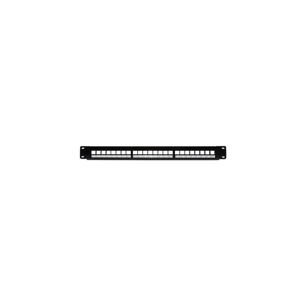 PANNELLO PATCH LINK VUOTO 24 PORTE PER MONTAGGIO 19" MODULI JACK PER RETI (moduli non inclusi) COLORE NERO LKPV24