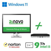 BUNDLE ULTRA MINI PC HP RINOVO REFURBISHED DM 600-800 G5 RRNBUNDLE49 i5-9x00 16GB SSD NEW 512GB W11P + MONITOR HP E242 24" RNBUN