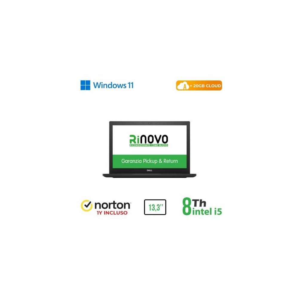 NB DELL RINOVO REFURBISHED Latitude E7390 RN42534314 13.3" i5-8x00u 16GB SSD 480GB W11P CLOUD 20GB + NORTON RN42534314 DELL REFU