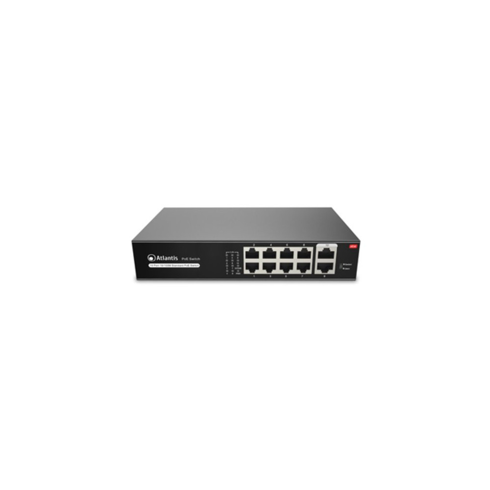 ATLANTIS SWITCH PoE A02-F10P8-120W 10 Porte 10/100Mbps di cui 8 PoE sino a 115W (120W tot) include KIT Mont. Muro (Wall Mount) A