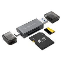 MULTICARD READER ATLANTIS P005-CR32 ALL-IN-1 ESTERNO USB3.0+USB-C SDXC/SDHC/SD, MMC, RS-MMC, Micro SDXC, TF, Micro SD/SDHC P005-