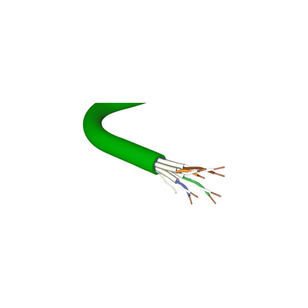 Cavo Cat 6A RAME 23 AWG U/FTP Schermato 4 Pair LSHF/LSZH Cable Green - EuroClass Cca bobina da 500m
