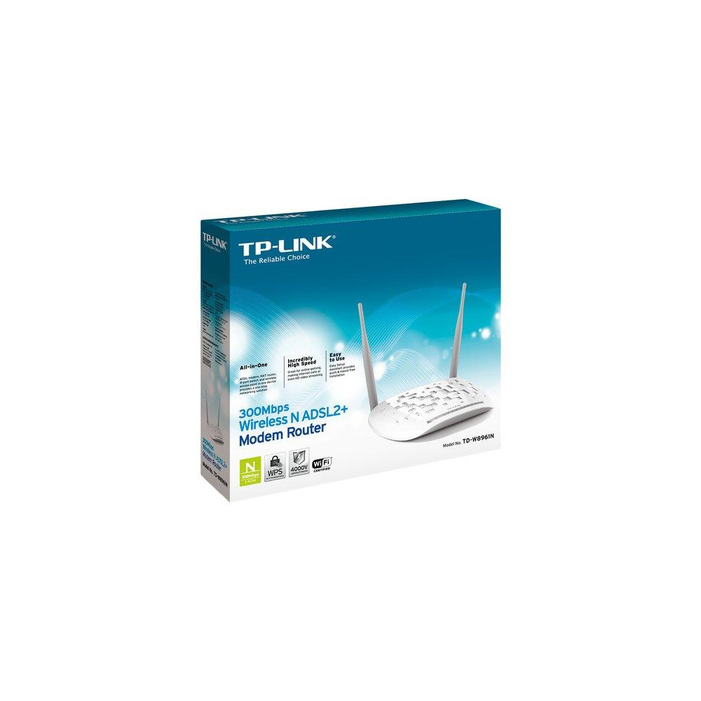 ROUTER TP-LINK TD-W8961N(EU) ADSL2+ 300Mbps Wireless N 802.11b/g/n Annex A, 4 FE LAN, 2 ANTENNE FISSE