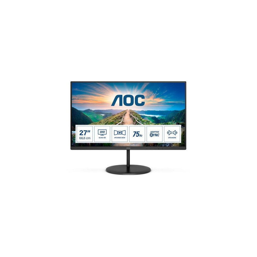 MONITOR AOC LED 27"Wide Q27V4EA IPS 2560x1440 4ms 250cd/mq 1.000:1(20.000.000:1) 2x2W MM HDMI DP 75Hz