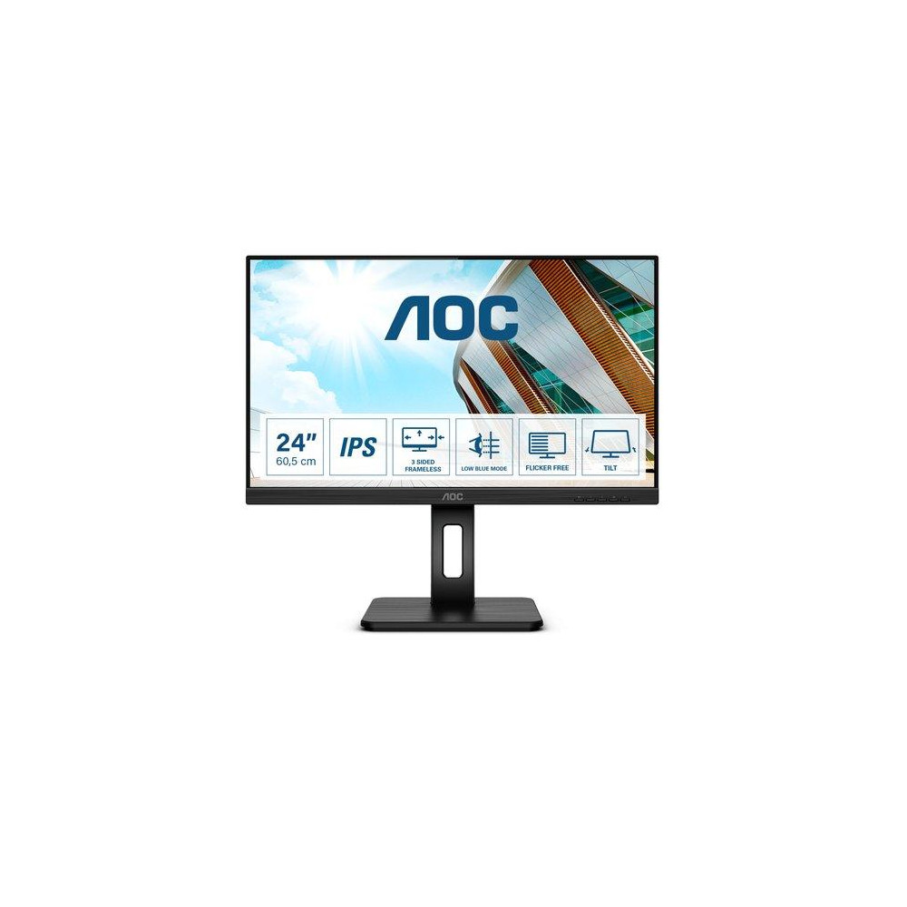 MONITOR AOC LED 23.8" Wide 24P2Q IPS 1920x1080 4ms 250cd/mq 50.000.000:1 2x2W MM Reg. in H PIVOT VGA DVI HDMI DP USB