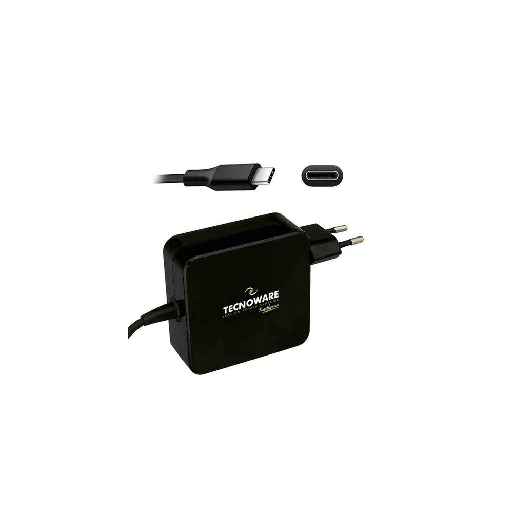 ALIMENTATORE TECNOWARE USB C FAU17563 DA RETE ELETTRICA 65W x NB MacBook Pro,SmartPhone,Tablet e tutti i disp comp con USB C FAU