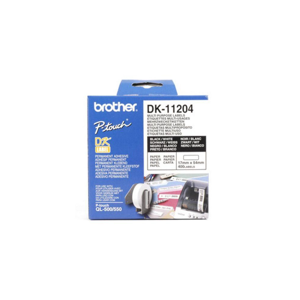 ETICHETTE BROTHER DK-11204 CONF.400PZ ADESIVE 17x54mm X QL-500 QL-550 QL-560 QL-570 QL-700 QL-710W QL-800 QL-810W