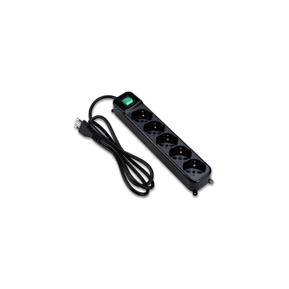 MULTIPRESA TECNOWARE 5 POSTI inclinati 45° Tipo Schuko/Italia 10/16A, + INTERRUTTORE Spina Ingresso Italia,Nera FMP5IIG