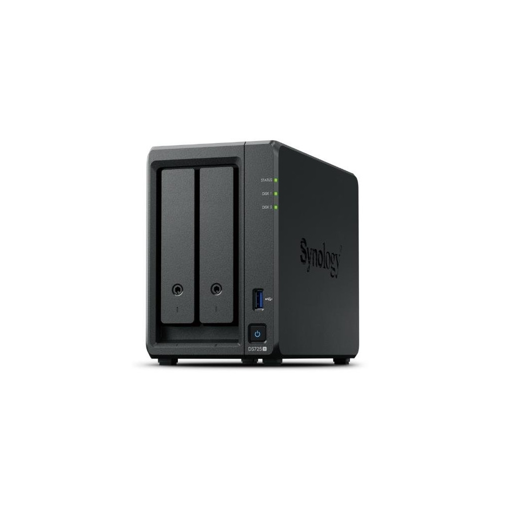 NAS TOWER SYNOLOGY DS725+ 2XHDD NOHDD 3.5''/2.5'' SATA + 2x SSD M.2 NVMe 1x1GBe 1x2.5GBe 4GB RAM CPU 2C 2.6 GHz AMD Ryzen R1600 
