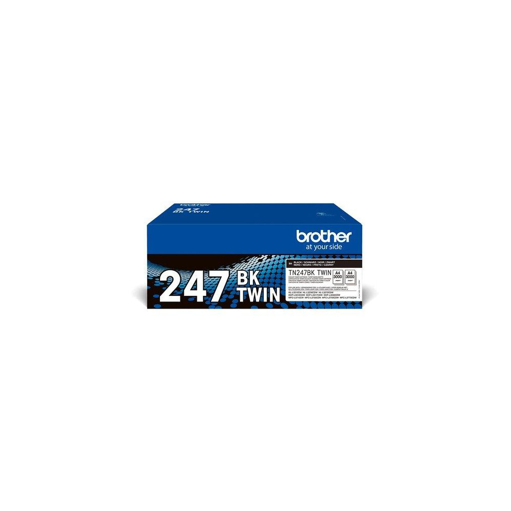 2 TONER BROTHER TN-247Bk Nero 2x 3000PP X HL-L3210CW HL-L3230CDW HL-L3270CDW DCP-L3550CDW MFC-L3730CDN MFC-L3750CDW MFC-L3770CDW