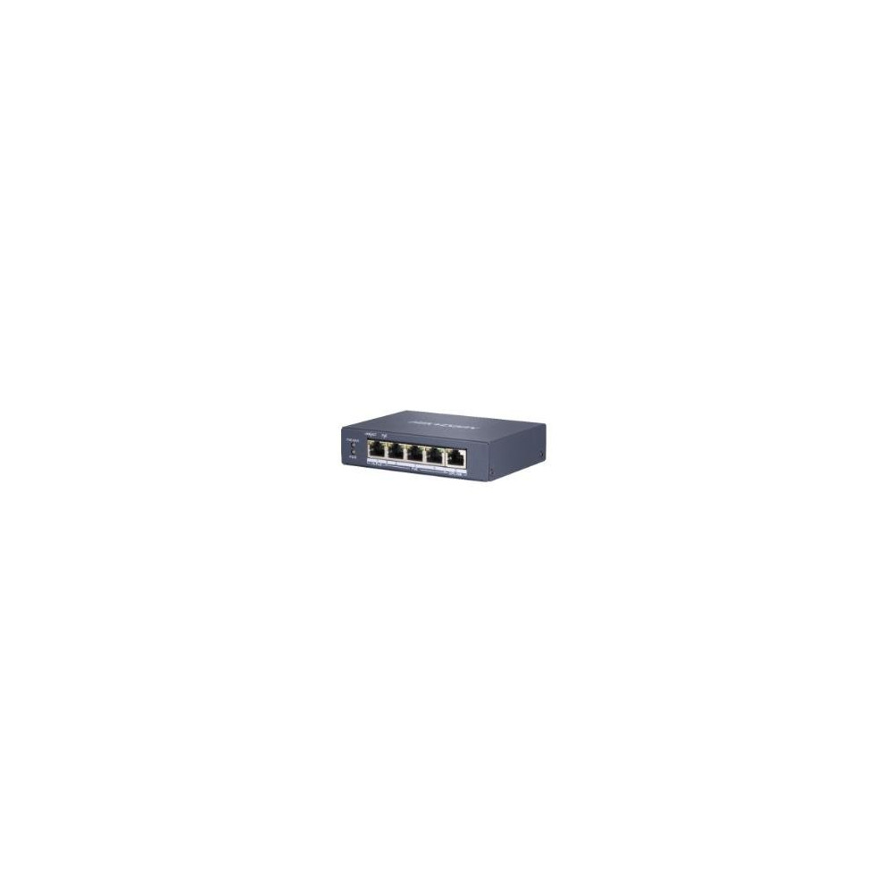 SWITCH HIKVISION L2, Unmanaged, 4 Gigabit RJ45 PoE ports, 1 Gigabit RJ45 uplink port, 802.3af/at/bt, port 1 support Hi-PoE 60w D