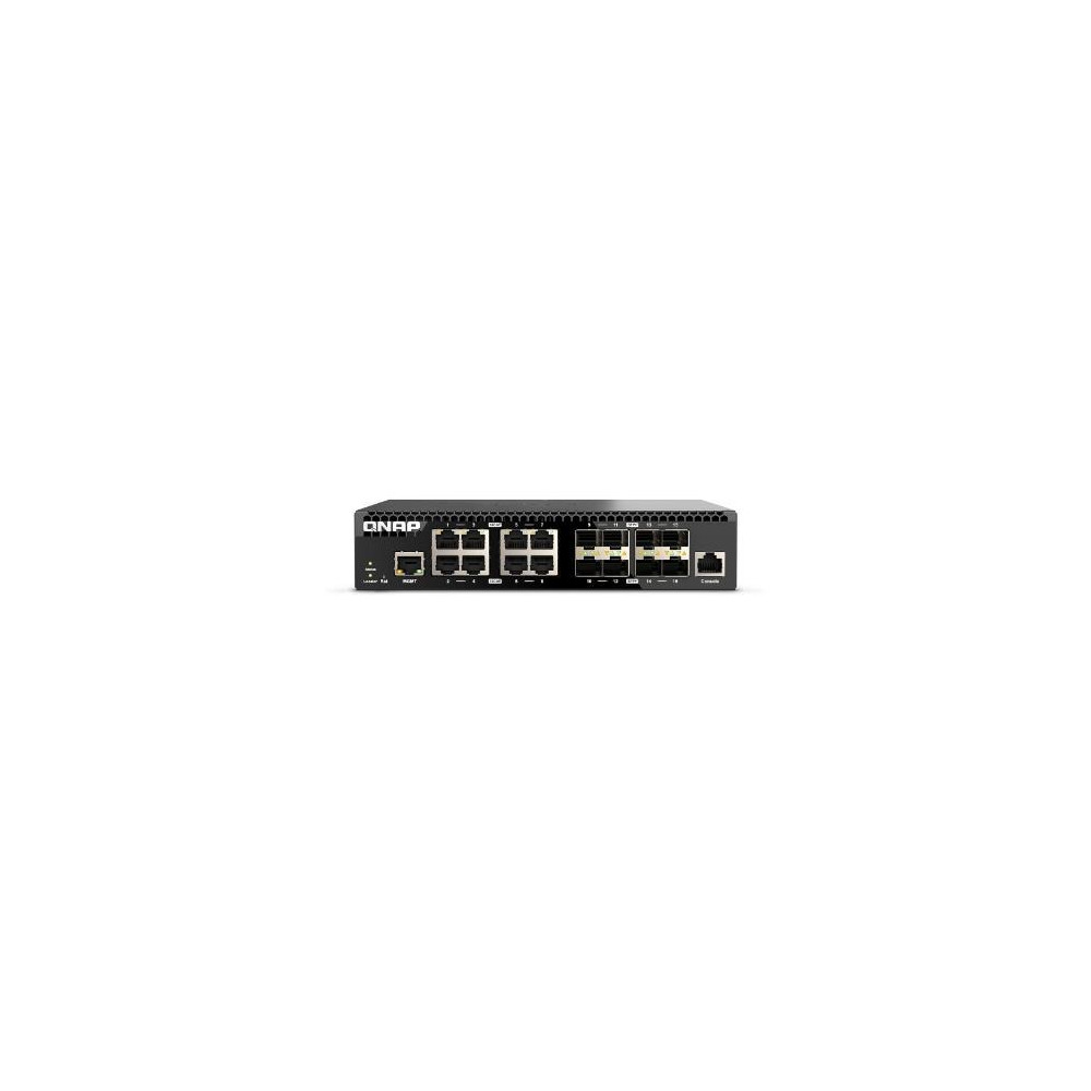 QNAP SWITCH Management 16 port of 10GbE port speed, 8 port SFP+, 8 port  10gbE RJ45, half-rackmount design QSW-M3216R-8S8T
