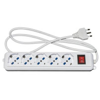 MULTIPRESA LINK 5 POSTI UNIVERSALI ITA/SCHUKO 10/16 A - SPINA 16 A CON INTERRUTTORE, BIANCA LKMP05