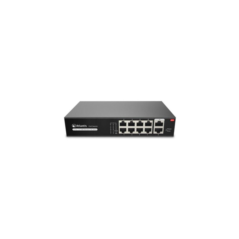 ATLANTIS SWITCH PoE A02-F10P8-120W 10 Porte 10/100Mbps di cui 8 PoE sino a 115W (120W tot) include KIT Mont. Muro (Wall Mount)