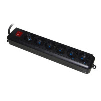MULTIPRESA LINK 6 POSTI UNIVERSALI ITA/SCHUKO, 10/16 A - SPINA 16 A CON INTERRUTTORE, NERA LKMP06N