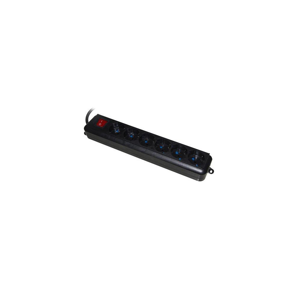 MULTIPRESA LINK 6 POSTI UNIVERSALI ITA/SCHUKO, 10/16 A - SPINA 16 A CON INTERRUTTORE, NERA LKMP06N