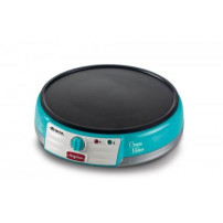 Ariete 202 Crepes Maker Party Time - Piastra per Crepes antiaderente - 2 spatole in legno - ricettario - 1000 W - Azzurro