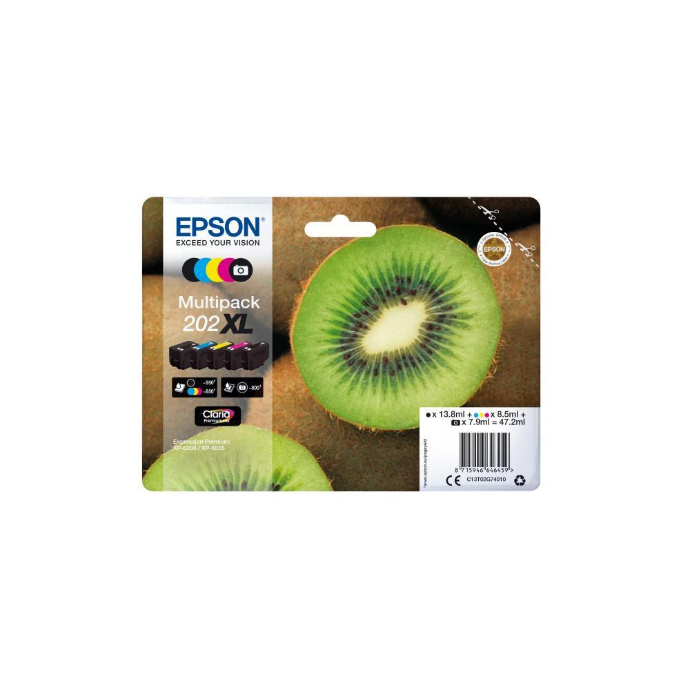ORIGINAL Epson Multipack nero / Nero (Foto) / ciano / magenta / giallo C13T02G74010 202XL ~3300 Seiten