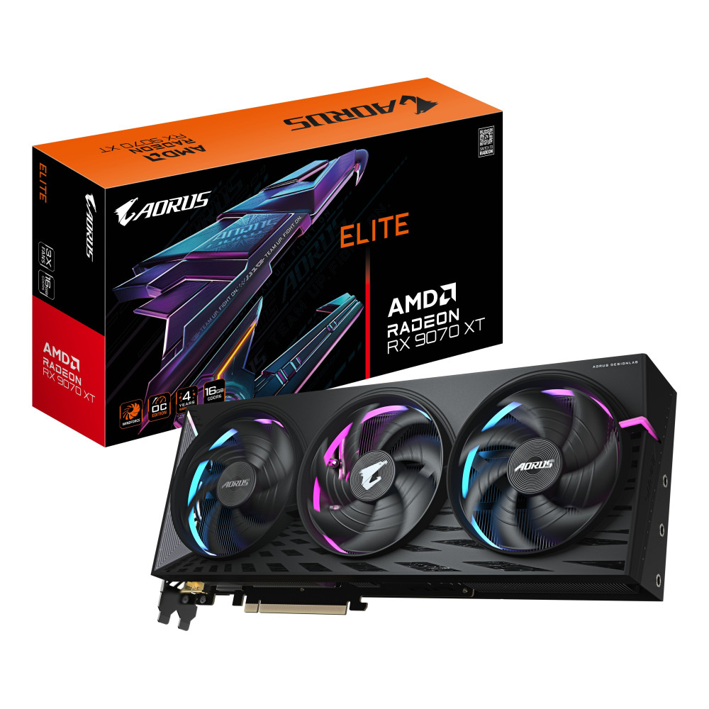 GIGABYTE AORUS Radeon RX 9070 XT ELITE 16G Scheda Grafica - 16 GB GDDR6, 256 bit, PCI-E 5.0, 3100 MHz Frequenza Base, 2 x Displa