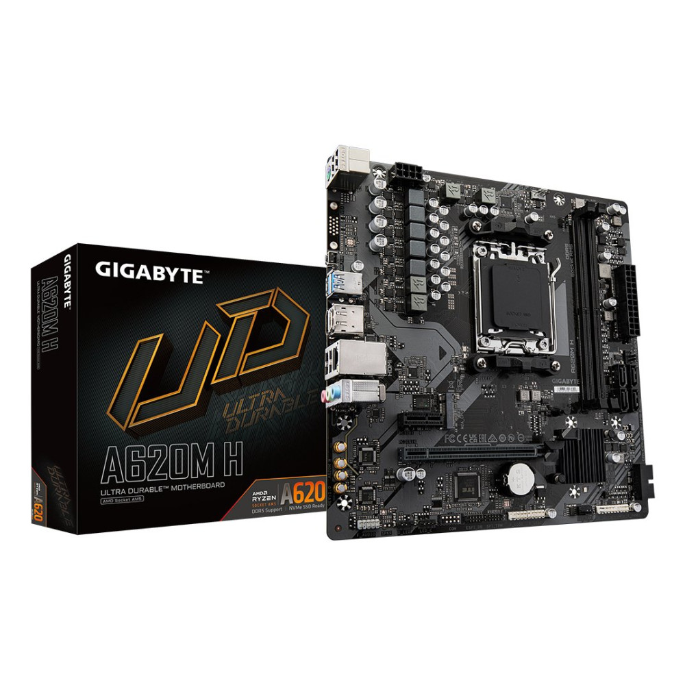 GIGABYTE A620M H Scheda madre - Supporta CPU AMD Ryzen 8000, VRM digitale 5+2+2 fasi, fino a 7200MHz DDR5 (OC), 1xPCIe 4.0 M.2, 
