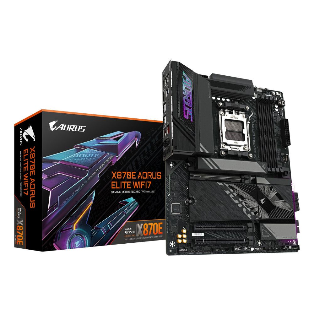 GIGABYTE X870E AORUS ELITE WIFI7 Scheda Madre - Supporta CPU AMD Ryzen 9000, 16+2+2 fasi VRM digitali, fino a 8000Hz DDR5 (OC), 
